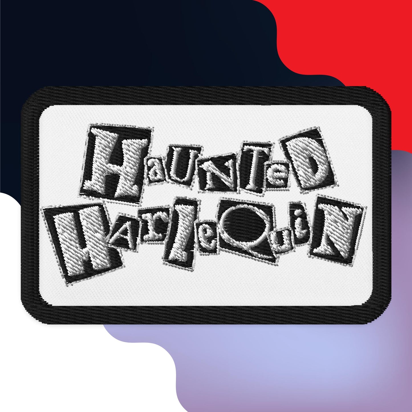 Haunted Harlequin Embroidered Patch - B&W